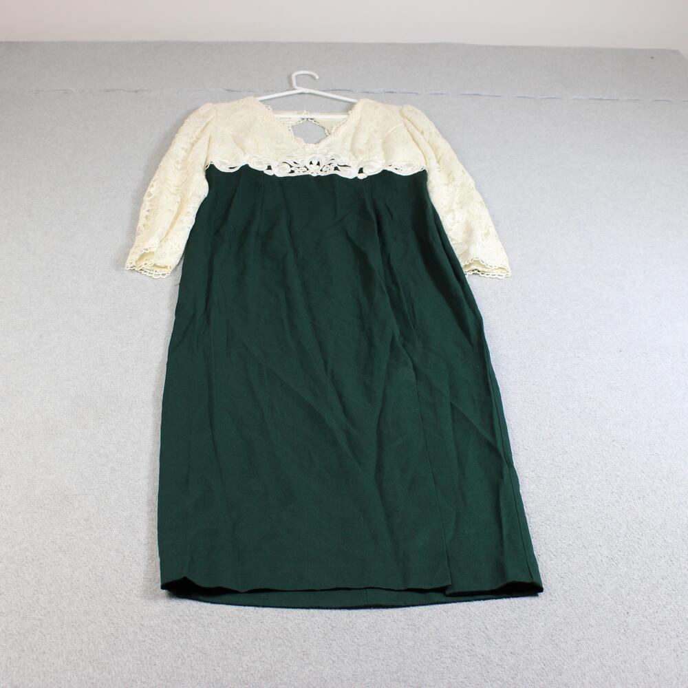 Vintage Scott McClintock Dress Women 12 Green Lace Sheath Maxi Formal Coquette